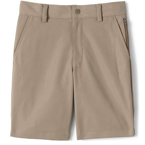 LandsEnd Boys Active Chino Uniform Shorts Khaki Bundle (2) - Picture 1 of 4
